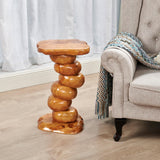 Warmaxx Natural Cedar Stump End Table Plant Stand 13.8" x 13.8" x 23.6"H Solid Wood Outdoor Rustic Live Edge Coffee Side Table Living Room Bedroom Garden Irregular Shape Warmaxx