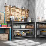 Huhaneon Heavy Duty Garage Shelves - 48''W 1,650Lbs Metal Adjustable Storage Shelving Rack Units for Warehouse Kitchen Pantry Basement 3 Tier Black 47.2" W x 15.7" D x 36" H Huhaneon