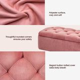 Yaheetech 42 Inches Ottoman with Floding Velvet Storage Bench Foot Stool for Living Room, Bedroom, Entryway Pink Yaheetech