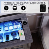 Lareth Farmhouse 6 Drawer Dresser for Bedroom 47 inch Wooden Double Chest of Drawers with Glass Top LED Light Charging Station One Secret Drawer Bedroom Closet Dresser Tv Stand for Living Room, Brown Lareth