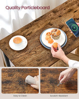 VASAGLE Bar Table, Narrow Long Kitchen Dining Table with Charging Station, Sturdy Metal Frame, Industrial, 15.7 x 47.2 x 35.4 Inches, Rustic Brown and Ink Black ULBT121K01 VASAGLE