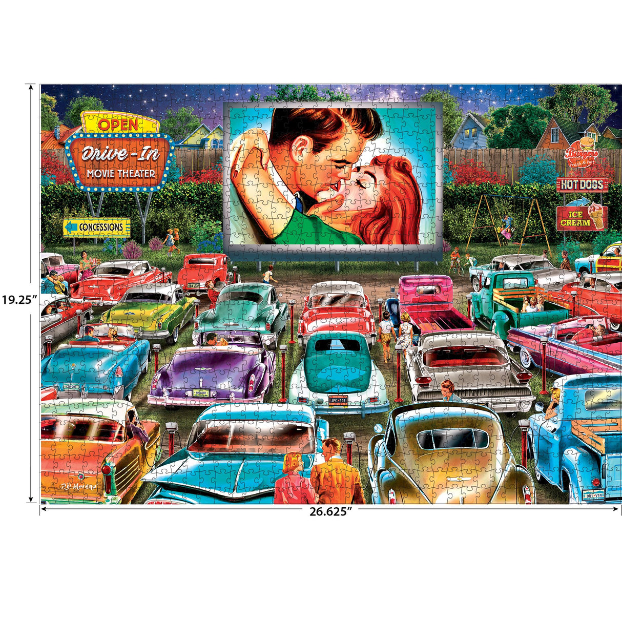 RoseArt - Back to The Past - Drive in Date Night - 1000 Piece Jigsaw Puzzle for Adults RoseArt