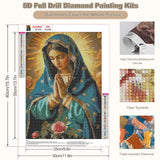 CEOVR Virgin Mary Diamond Painting Kits for Adults, Virgin Mary Pray Diamond Art Dots 5D Full Drill DIY Gem Art, Adult Crafts Kits Arts and Crafts, Wall Decor for Home Office 12x16in CEOVR
