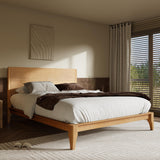 Merax King Size Bamboo Platform Bed, Mid-Century Modern Bed Frame with Tall Headboard, Solid Sustainable Bedframe King-Size, Wood Slat Support, No Box Spring Needed, Easy Assembly, Natural Merax