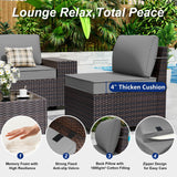 ASJMR 9 Pieces Patio Furniture Set with 2 Swivel Chairs Patio Furniture Outdoor Sectional Sofas Outdoor Patio Conversation Set - Grey ASJMR