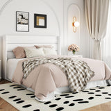 Allewie Full Size Velvet Lift Up Storage Bed, Modern Wingback Headboard, Hydraulic Support, No Box Spring Needed, White Allewie