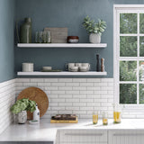 Ballucci Floating Shelves for Wall, 48" Wood Wall Shelf Set of 2, with Invisible Brackets for Bathroom, Living Room, Bedroom, Kitchen, Nursery, 8" Deep, White Ballucci