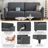 Yaheetech 67" W Loveseat Sofa Fabric Sofa Couch with 2 USB Charger Ports Mid-Century Modern 2 Seater Couch for Living Room, Bedroom, Apartment Dark Gray Yaheetech