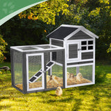 Outvita Rabbit Hutch, Small Wood Chicken Coop, 48" Guinea Pig Cage w/Pull-Out Tray, Waterproof Asphalt Roof, Chicken Run, Interactive Door for Small Animal Pen Outdoor Outvita