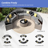 VONZOY Patio Sectional Furniture Outdoor 11-Piece Grey Rattan Curved Sofa Set with Storage Table,Pillows,Fit for Pool Backyard Balcony Porch Lawn (Grey) VONZOY