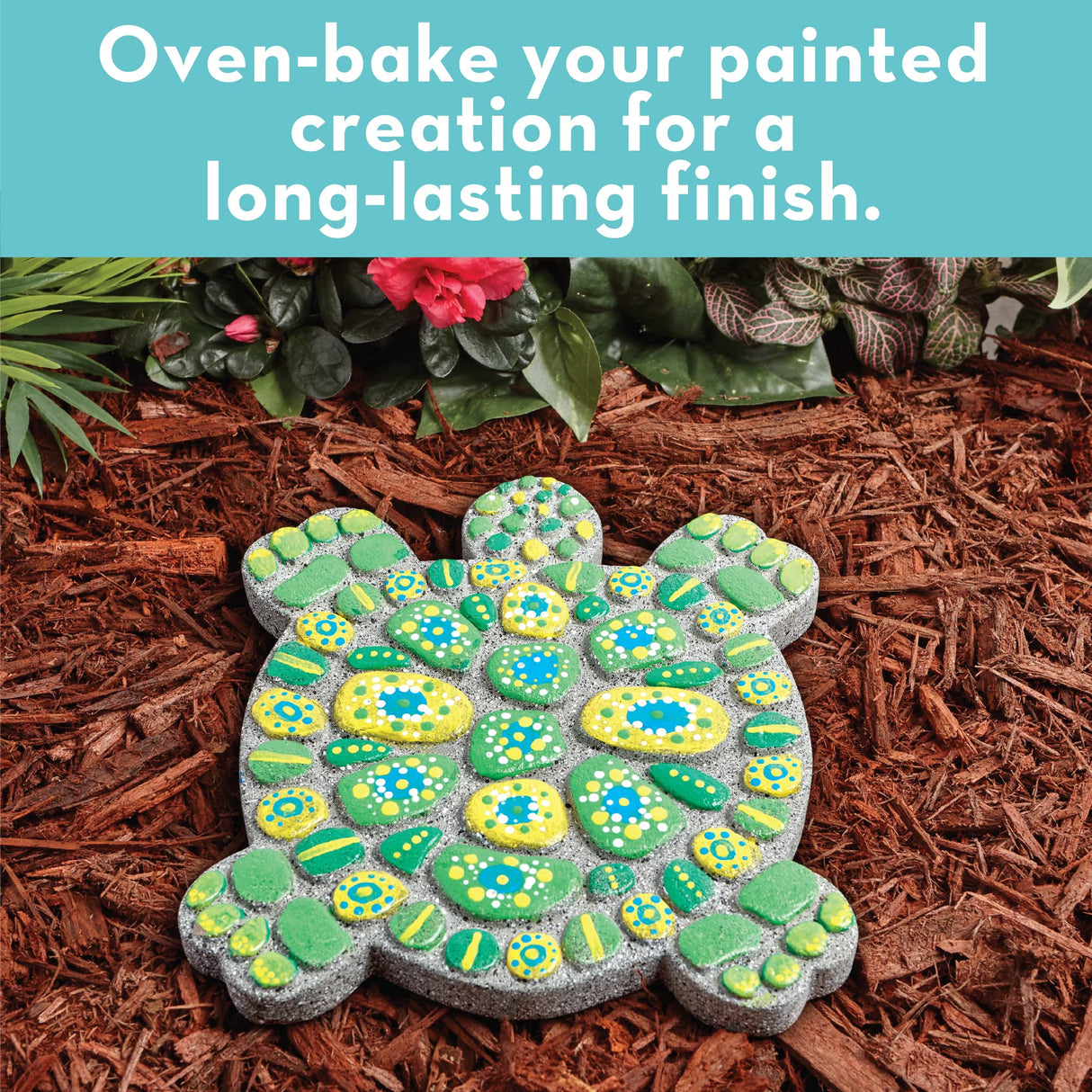 MindWare Turtle Stepping Stone Kit: Paint Your Own Stepping Stones for Kids Craft Kit Includes Paint, Brushes and Instructions MindWare