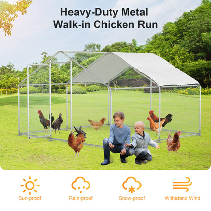 Morngardo Chicken Coop Large Metal Run for 20 Chickens Walk in Yard Poultry Cage Hen House with Waterproof Cover (96.8 Square Feet) - WoodArtSupply