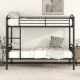 Twin Over Twin Metal Bunk Beds, Convertible Bunk Bed Divided into Two Beds for Kids Boys Girls Teens,Black Bellemave