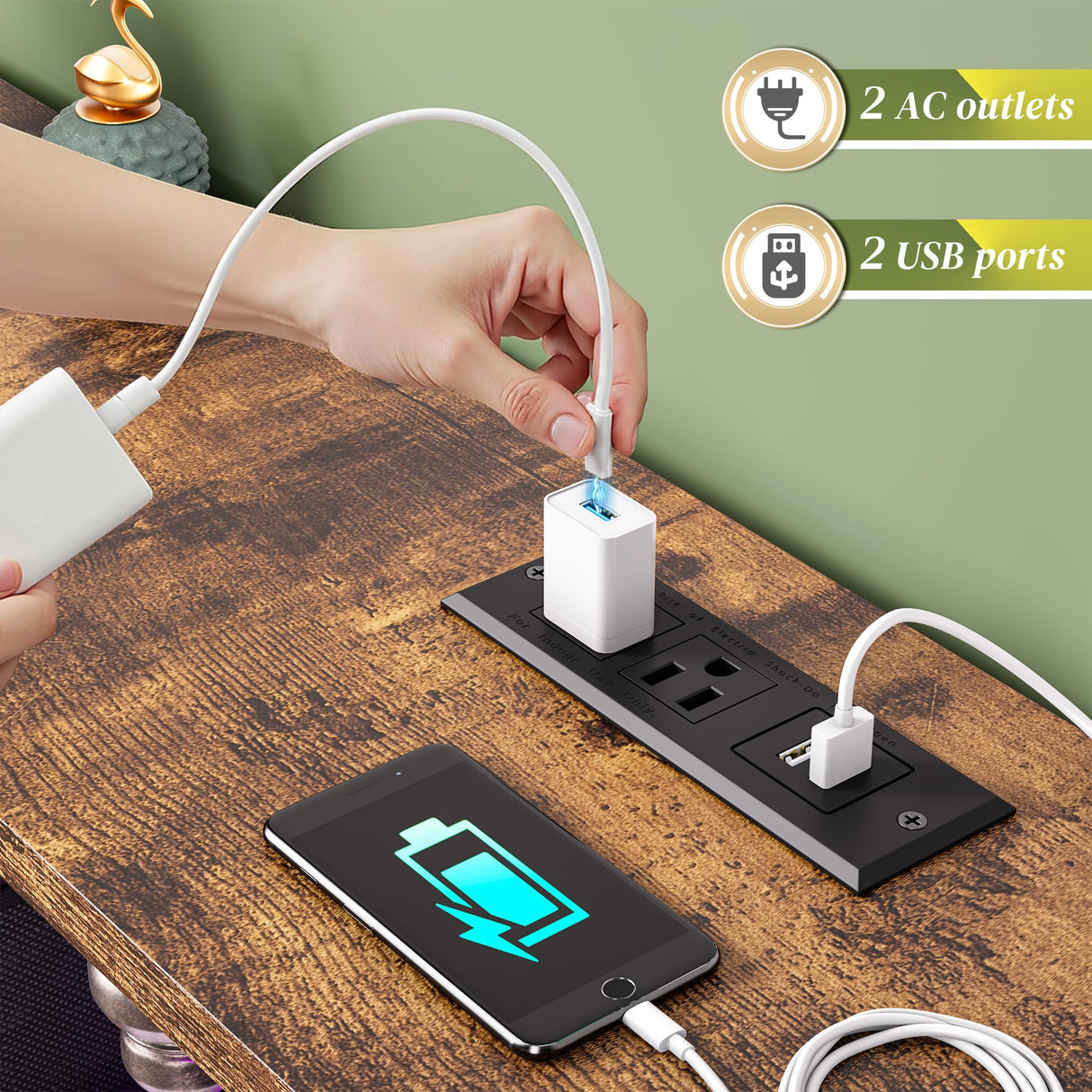 Romorgniz Dresser for Bedroom with Charging Station and LED, Sturdy Chest of Drawers with 8 Drawers and Two Open Shelves for Storage,Bedroom, Living Room,Hallway (Rustic Brown) Romorgniz