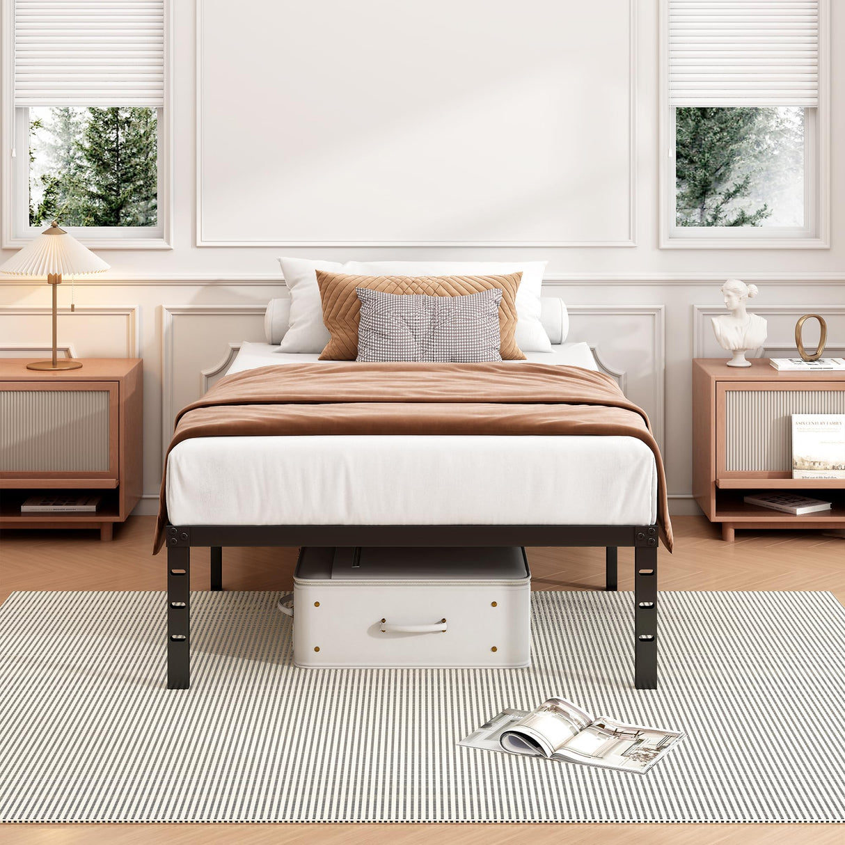 Hafenpo 14 Inch Twin Bed Frame - Sturdy Metal Platform Twin Size, No Box Spring Needed, Heavy Duty, Easy Assembly, Strong Bearing Capacity, Under Bed Storage, Black Hafenpo