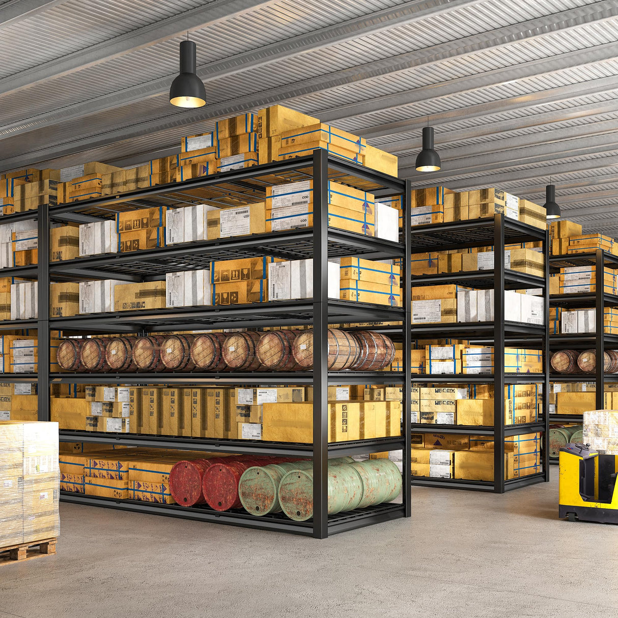 REIBII 60" W Garage Shelving 3500LBS Storage Shelves, 6 Tier Metal Shelves Adjustable Shelving Units and Storage Rack for Warehouse Commercial Pantry Garage Shelves, 60" W x 84" H x 24" D REIBII