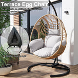 Breezluxe Hanging Egg Chair with Stand - Egg Swing Chair Outdoor Indoor Patio Wicker Chair Swing Hammock Egg Chairs 400lbs Capacity for Outside Patio, Bedroom, Garden and Balcony (Biege) 1 Breezluxe