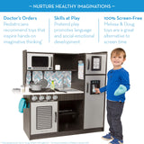 Melissa & Doug Wooden Chef’s Pretend Play Toy Kitchen With “Ice” Cube Dispenser – Charcoal Gray - Kitchen Play Set For Toddlers And Kids Ages 3+ Melissa & Doug