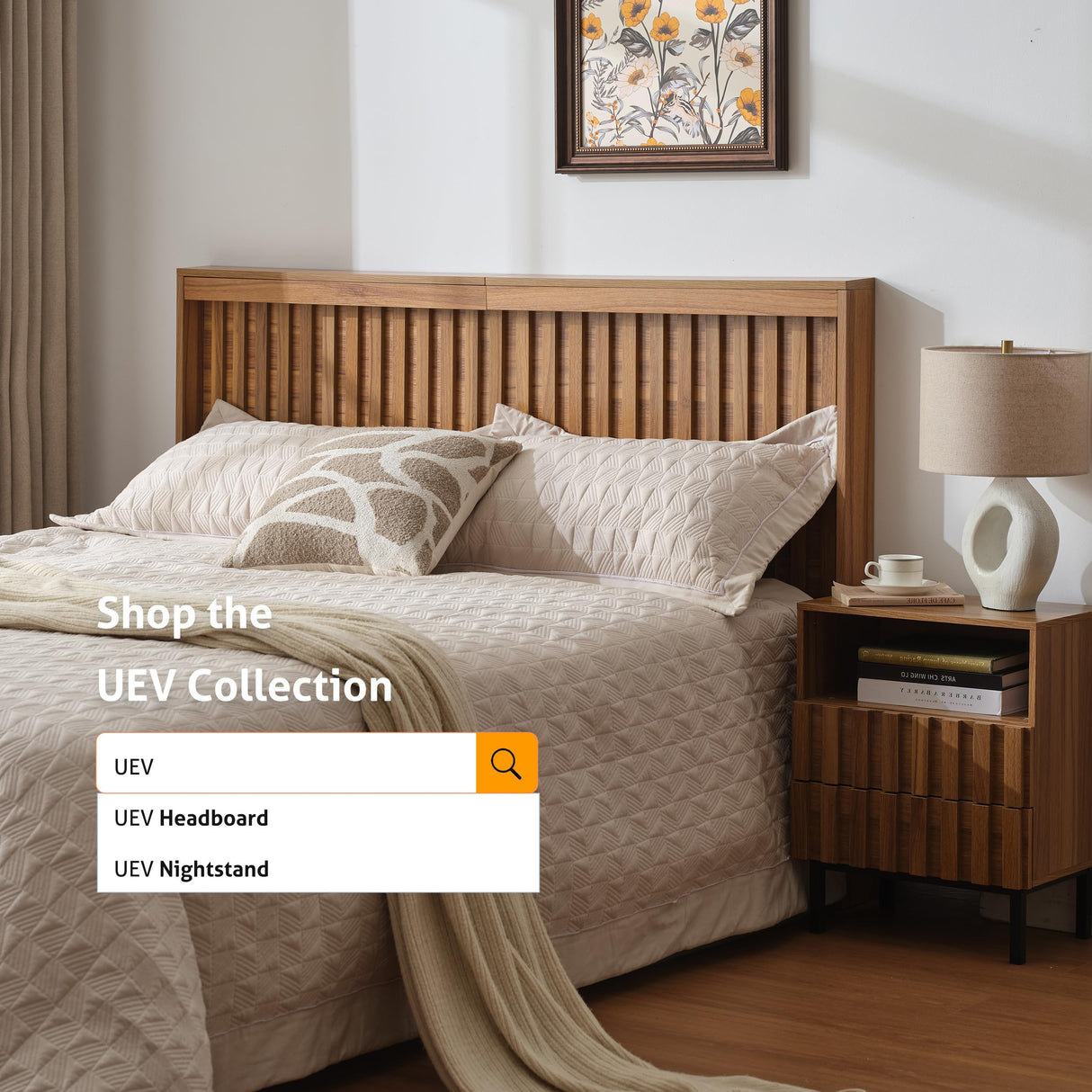 UEV Headboard with Light Elegant Wood Design, 81.5 Inch Wide Headboard Only, Modern Farmhouse, Fluted Panel, Wall Mounted, Wingback Headboard (Wooden,King) UEV