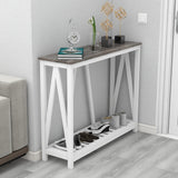 UYIHOME Farmhouse Entryway Console Table, 39.3inch Sofa Table Behind The Couch, Narrow Entryway Table for Hallway, Living Room, Foyer, Oak Grey UYIHOME