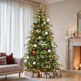 YITAHOME 7.5FT Prelit Slim Fraser Grande Christmas Tree with Remote Control, Artificial Hinged Drooping Pencil Prelit Holiday Christmas Tree w/ 2199 Mixed PE & PVC Tips, 400 Lights & 11 Light Modes YITAHOME