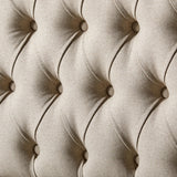 AMERLIFE Solid Wood Bed Frame Queen Size, Transitional Platform Bed with 52.5" Upholstered Tufted Headboard, Rubberwood/Roman Column Accents/Wood Slat Support/No Box Spring Needed AMERLIFE