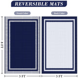 KMAT Outdoor Rug, Waterproof Reversible Patio Rugs, 5x8ft Large Outdoor Area Rug Foldable Plastic Camping Rugs for Outside RV, Patio,Picnic,Camper,Balcony,Porch (Blue &White) KMAT