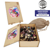 MYS Aurora Wooden Jigsaw Puzzles for Adults, Unicorn Jigsaw Puzzles 925 Pieces, Unique Animal Shaped Wooden Puzzles for Adults and Kids, Family Game 23.3x22.5 Inch Mys Aurora