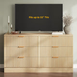DWVO 6-Drawer Dressers, Chest of Drawers with Fluted Panel, Wide Versatile Storage Dresser Organizer for Living Room, Kitchen and Office, Natural DWVO
