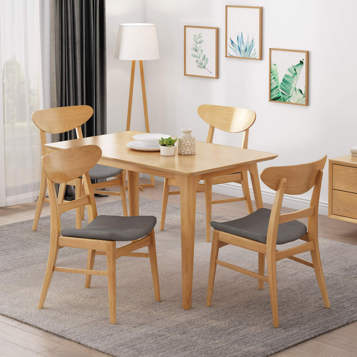 Christopher Knight Home Heather Mid-Century Modern Dining Chairs (Set of 4), Dark Gray, Natural Oak Christopher Knight Home