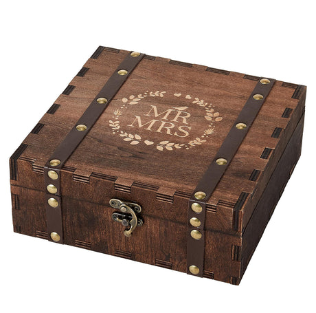 AW BRIDAL Wedding Keepsake Box with Lids Wood Memory Box Bridal Shower Gifts Wedding Engagement Gifts for Couples Mr Mrs Storage Gift Box AW BRIDAL