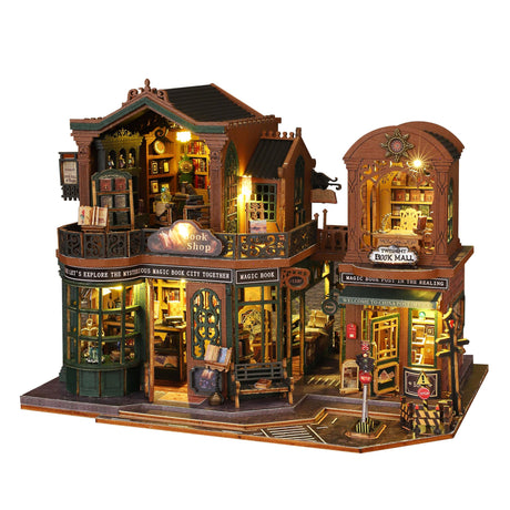RHZN Miniature House Kit, Dollhouse Kit, Miniature Kit, DIY Mini House Building Kit for Adult, Book Shop RHZN