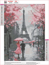 MXJSUA Romantic Streets Diamond Painting Kits for Adults, 5D Paris Eiffel Tower Diamond Art Kits for Beginners, DIY Full Drill Crystal Gem Painting Kits for Home Wall Decor 12x16 Inch MXJSUA