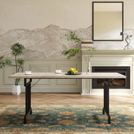 IDEALHOUSE Dining Table, Rectangular Wooden Kitchen Table for 6 70.87”, Vintage Design, Industrial Farmhouse Kitchen Sets for Dining Room, Home Office, Living Room, Easy Assembly, Gray IDEALHOUSE