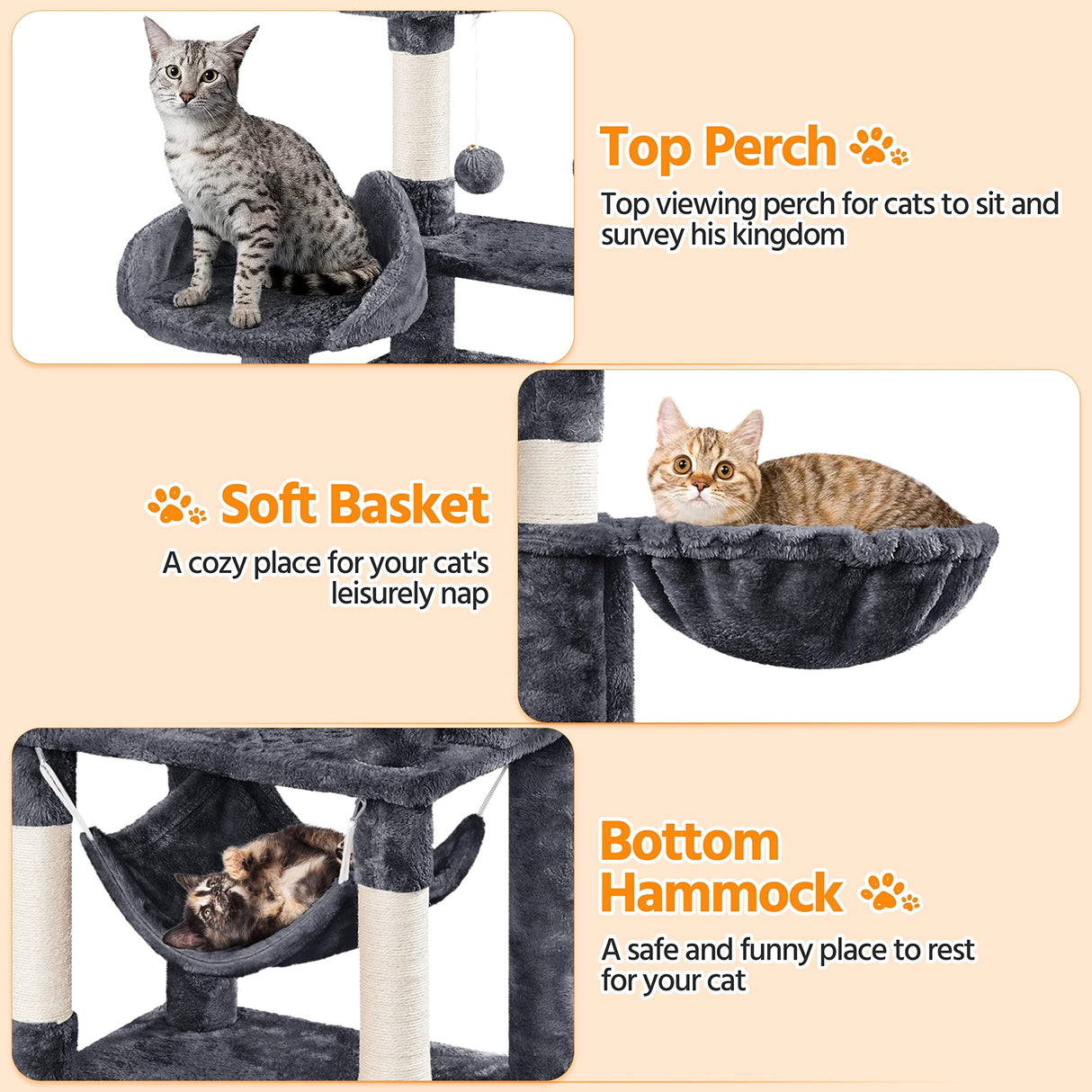 Yaheetech Cat Tree, 67in Cat Tower for Indoor Cats, Multi-Level Cat Condos with 3 Removable Cat Teaser Sticks, Activity Center Furniture Climbing Tower w/Scratching Posts, Hammock, Basket Yaheetech