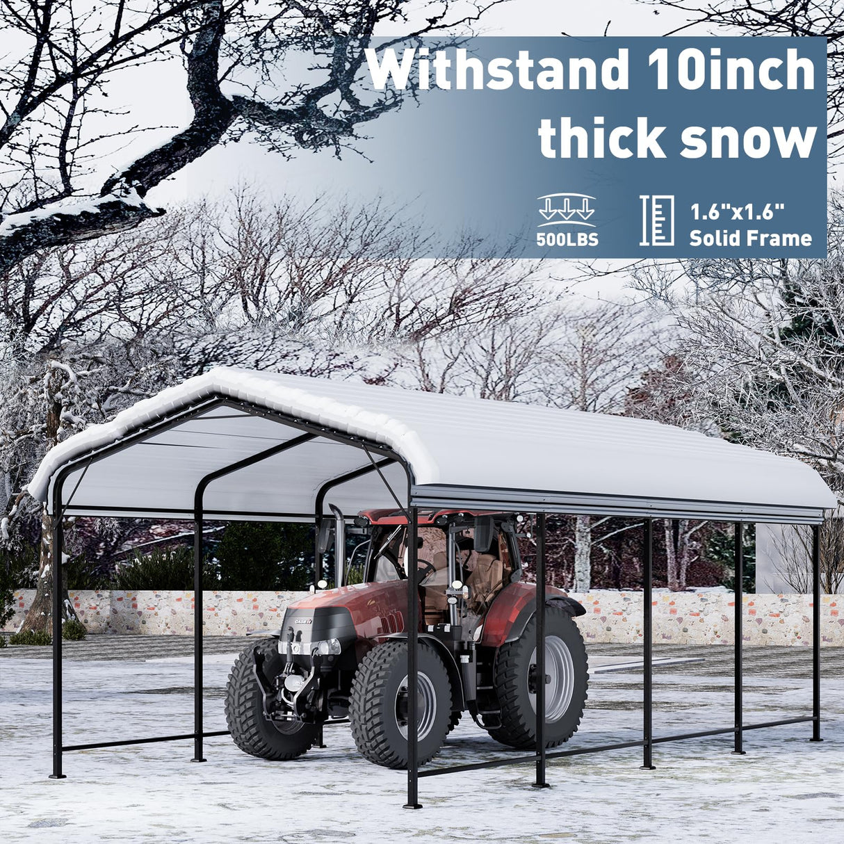 SUNBURY Carport 10 x 20 ft Heavy Duty Metal Carport Canopy with Galvanized Steel Roof, Outdoor Garage Car Shelter Shade for Car, Truck and Boats, Grey SUNBURY