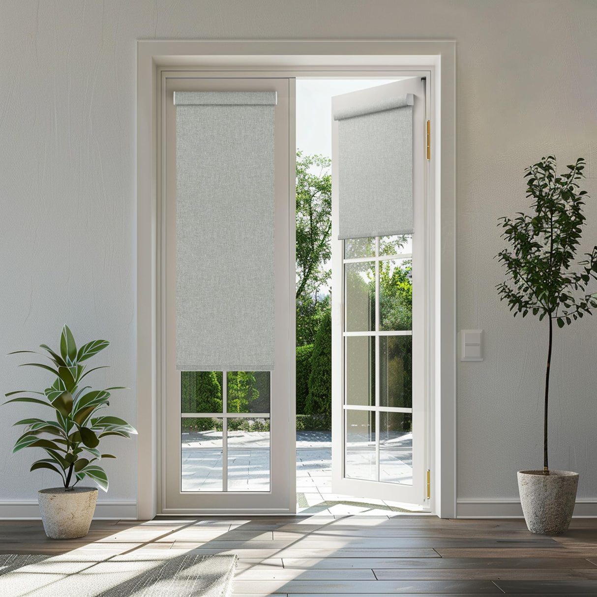 BERISSA Blackout Roller Shades for Windows,Cordless,Linen Fabric,Roller Blinds,Thermal Insulated UV Protection,Window Shades for Home Bedroom Office Door.Grey.Custom Size BERISSA
