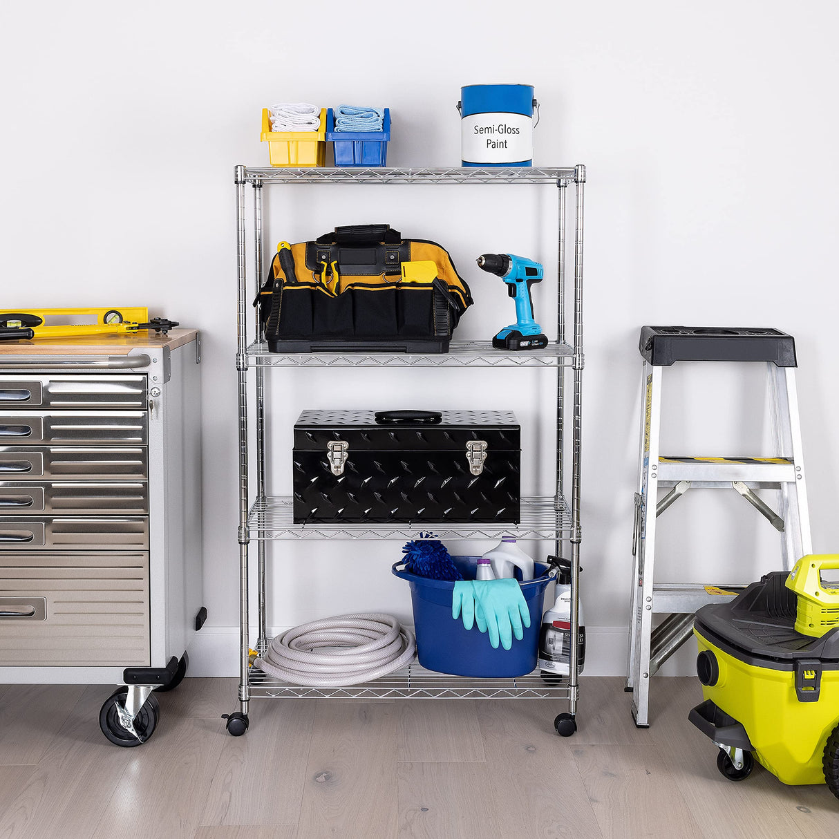 Seville Classics Solid Steel Wire Shelving Storage Unit Adjustable Shelves Organizer Rack, for Home, Kitchen, Office, Garage, Bedroom, Closet, Steel, 4-Tier, 30" W x 14" D Seville Classics