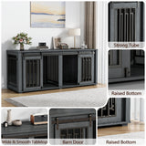 DEYGIA Large Dog Crate Furniture for 2 Dogs, Upgrade 71" Pro XXL Sliding Door Heavy Duty Dog Kennel Furniture with Divider, Steel Frame Indoor Double Dog Crate for Large Medium Small Dogs, Dark Black DEYGIA