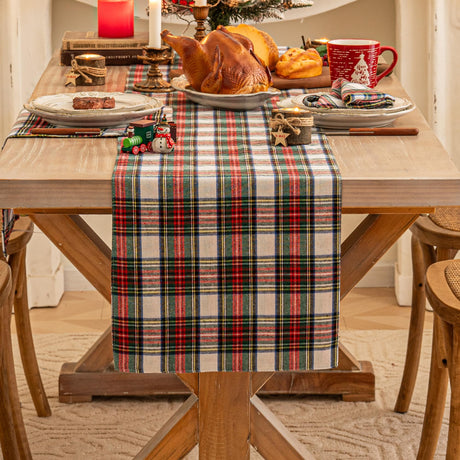 Red White Plaid Christmas Table Runner, Winter Holiday Table Runners 72 inches Long Xmas Decorations Indoor Outdoor Farmhouse Home Kitchen Dining Party Decor AQOTHES