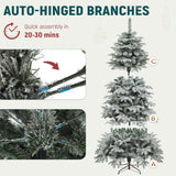 YITAHOME Pre-Lit Flocked Artificial Christmas Tree with Remote, 6.5 FT Snow Flocked Natural Layered Christmas Tree with 760 PE & PVC Mixed Tips and 350 Lights for Home, Office, Party Decoration YITAHOME