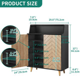 YITAHOME Shoe Cabinet with Doors, 5-Tier Shoe Storage Cabinet with Open Shelves, Large Capacity Wooden Shoes Rack Organizer with Pine Wood Legs for Entryway/Hallway/Closet YITAHOME