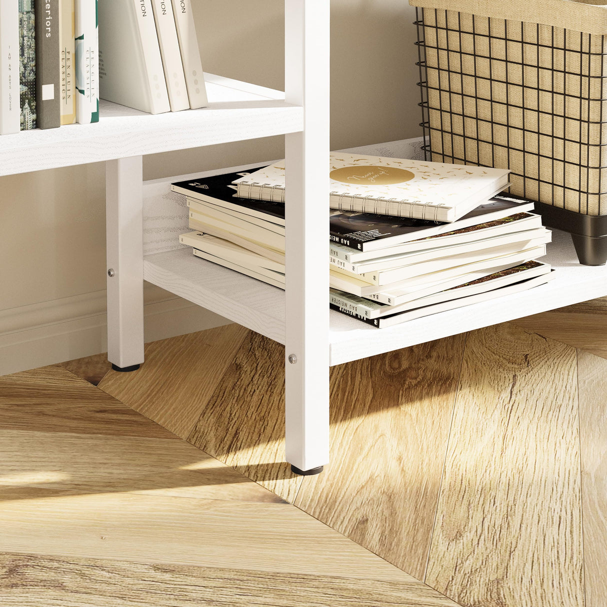 IRONCK Bookcases and Bookshelves Triple Wide 5 Tiers Industrial Bookshelf with Baffles Large Etagere Bookshelf with Metal Frame for Living Room Home Office IRONCK