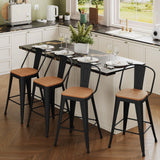 POINTANT Outdoor Metal Bar Stools Set of 4,24 inch Barstools Counter Height Bar Stool with High Back Farmhouse Kitchen Dining Chairs Bar Funiture for Outside POINTANT