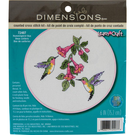 Dimensions - Counted Cross Stitch Kit - Hummingbird Duo - 72407 - Arts and Crafts for Adults - 14 Count Aida - 6 inch Dimensions