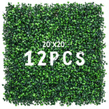 Decwin 12 Pieces 20” X 20” Artificial Hedge Boxwood Panels Boxwood Hedge Grass Wall Green Greenery Plant Mats UV Stable for Indoor Outdoor Decor Garden Fence Decwin