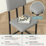 HUGROVE 5-Piece Dining Table Set, 47.27'' Faux Marble Rectangular Table with 4 Linen Upholstered Dining Chairs, Modern Kitchen & Dining Room Furniture for Apartment (Silver) HUGROVE