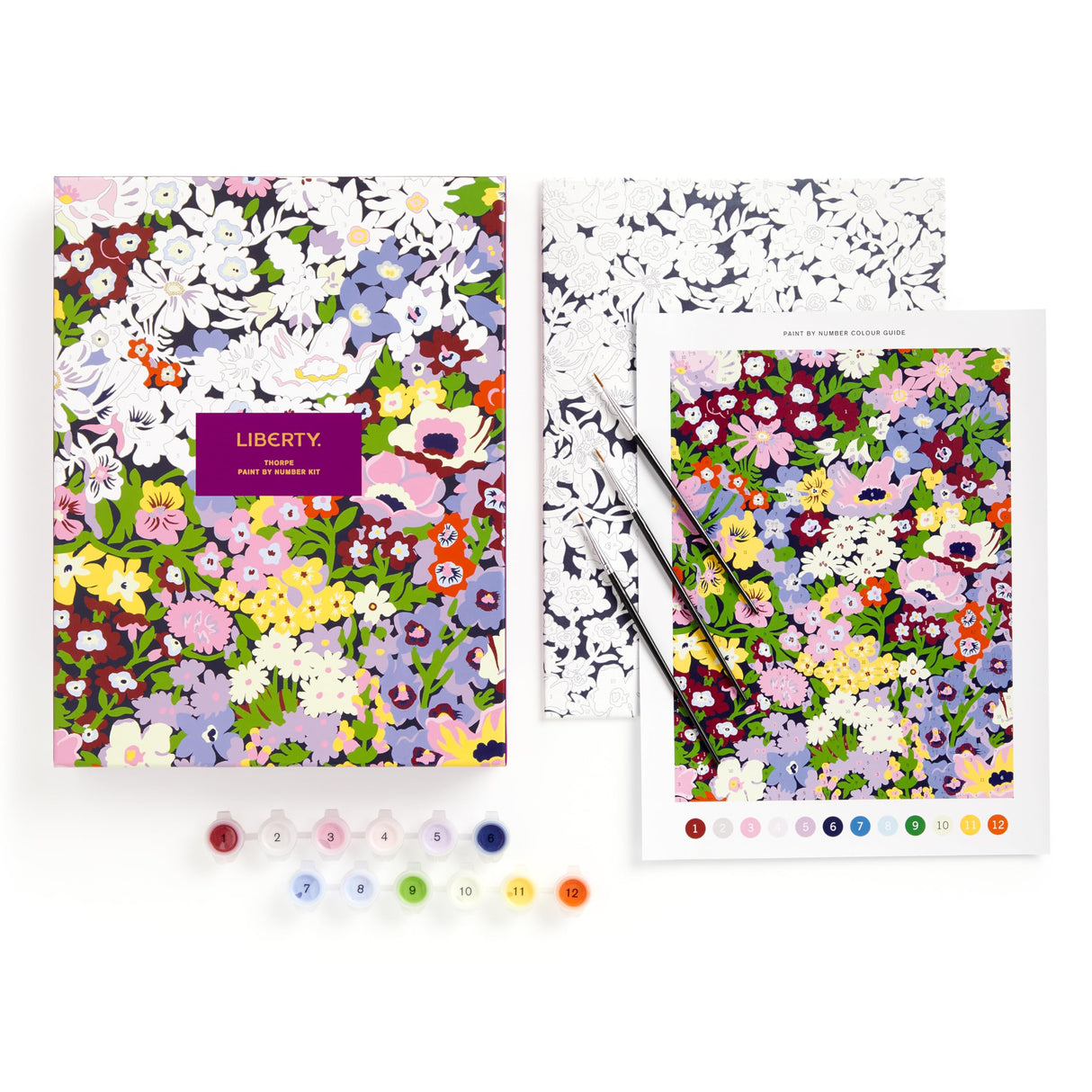 Galison Liberty Thorpe – DIY 9 x 12 Paint by Number Kit with Iconic Liberty Print Art for Beginners and Experts Includes Paint and Brushes Galison