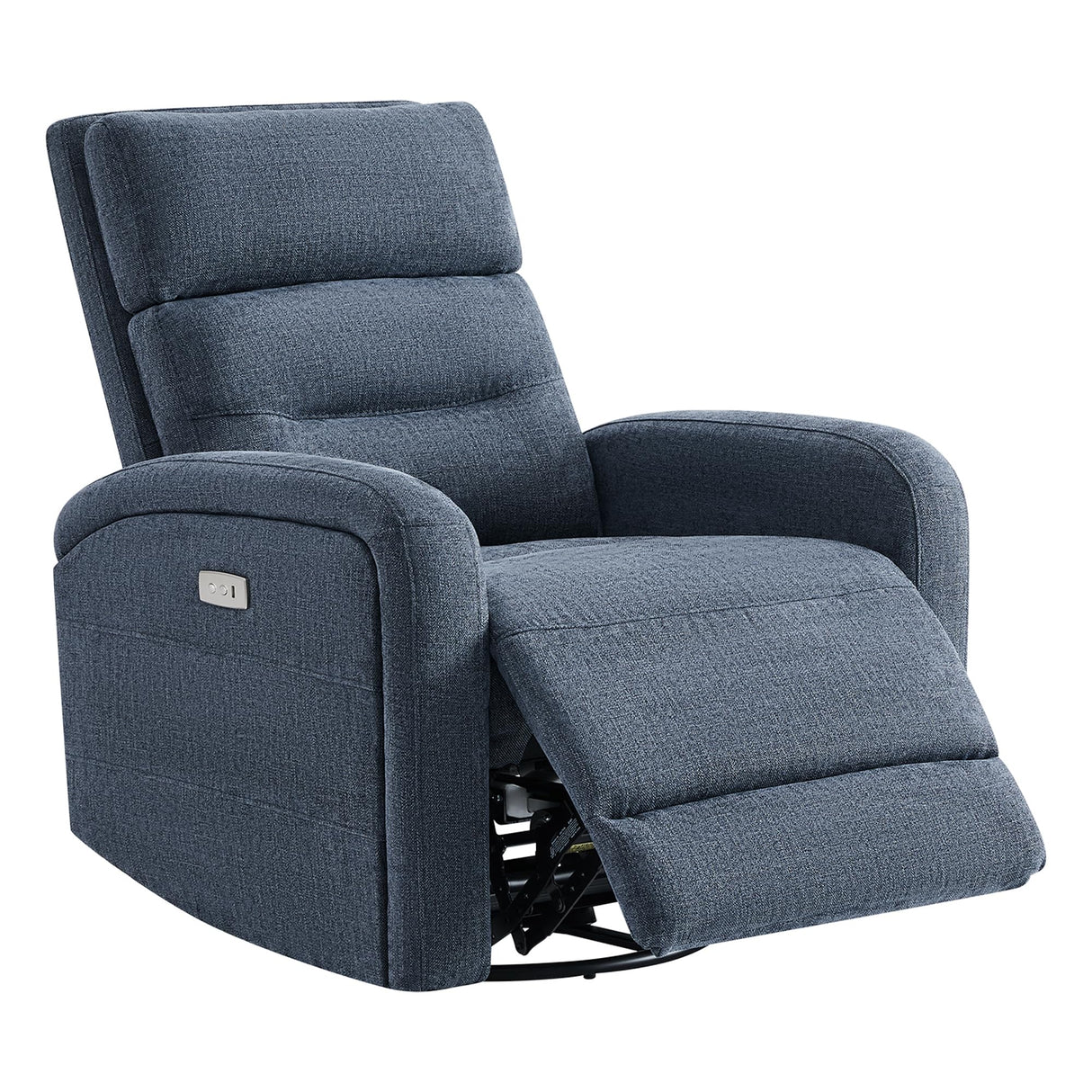 Watson & Whitely Swivel Power Recliner Glider Rocker, Small Recliner with Charging Port for Living Room, Fabric in Blue Watson & Whitely