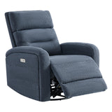 Watson & Whitely Swivel Power Recliner Glider Rocker, Small Recliner with Charging Port for Living Room, Fabric in Blue Watson & Whitely